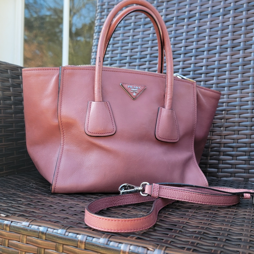 💖SOLD💖 Prada Double Zipped Tote/ Crossbody Bag Mauve